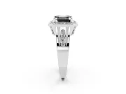 Asscher Cut Halo Engagement Ring Setting for a Black Center | Split Shank | Sterling Silver