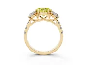 Heart-Shaped Three Stone Engagement Ring Setting for a Fancy Yellow Lab-Grown Diamond | Accented Shoulders | Yellow Gold