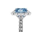 Princess Cut Raised Halo Engagement Ring Setting for a Fancy Blue Lab-Grown Diamond | Platinum