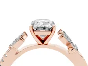 Emerald Cut Diamond Floral Vine Solitaire Engagement Ring Set in Rose gold with Marquise Leaves