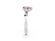 Fancy Pink Pear Cut Diamond Solitaire Engagement Ring Set in White gold with Flat Band and Prong Setting