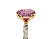 Radiant Cut Pave Solitaire Engagement Ring Setting for a Fancy Pink Lab-Grown Diamond | Slim Band | Yellow Gold