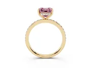 Asscher Cut Hidden Halo Engagement Ring Setting for a Fancy Pink Lab-Grown Diamond | Yellow Gold