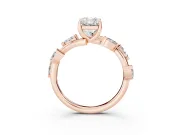 Radiant Cut Twisted Vine Engagement Ring Setting | Marquise Side Stones | Rose Gold
