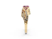 Asscher Cut Bypass Hidden Halo Engagement Ring Setting for a Fancy Pink Lab-Grown Diamond | Graduated Pavé | Yellow Gold