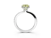 Round Hidden Halo Engagement Ring Setting for a Fancy Yellow Lab-Grown Diamond | Pavé Band | Platinum