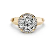 Round Halo Engagement Ring Setting | Knife-Edge Band | Yellow Gold