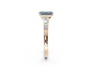 Emerald Cut Tapered Baguette Engagement Ring Setting for a Fancy Blue Lab-Grown Diamond | Rose Gold