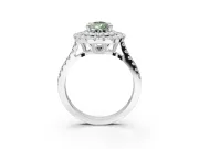 Fancy Green Pear-Shaped Lab-Grown Diamond Double Halo Statement Ring Set in Sterling Silver with Pavé Band