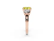Oval Three Stone Engagement Ring Setting for a Fancy Yellow Lab-Grown Diamond | Open Prong Baskets | Rose Gold