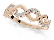 Round Lab-Grown Diamond Infinity Twist Wedding Band | Pavé and Polished | Rose Gold