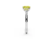Fancy Yellow Radiant Cut Diamond Solitaire Ring Set in Platinum with Tapered Baguette Side Stones and Prong Setting