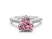 Heart-Shaped Hidden Halo Pave Engagement Ring Setting for a Fancy Pink Lab-Grown Diamond | Claw Prongs | White Gold