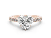 Heart-Shaped Hidden Halo Solitaire Engagement Ring Setting | Shared Prong Band | Rose Gold