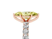 Fancy Yellow Marquise Cut Diamond Solitaire Ring Set in Rose gold with Shared Prong Pavé Band