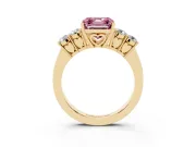 Asscher Cut 5 Stone Engagement Ring Setting for a Fancy Pink Lab-Grown Diamond | Yellow Gold