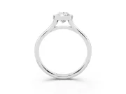 Bezel Set Pear Cut Diamond Solitaire Ring Set in Platinum with Tapered Band