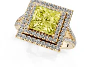 Princess Cut Halo Engagement Ring Setting for a Fancy Yellow Lab-Grown Diamond | Yellow Gold - Design NV-24799
