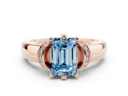 Emerald Cut Pavé Collar Engagement Ring Setting for a Fancy Blue Lab-Grown Diamond | Rose Gold