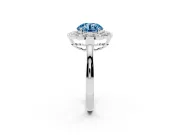 Round Scalloped Cluster Halo Engagement Ring Setting for a Fancy Blue Lab-Grown Diamond | Plain Band | Platinum