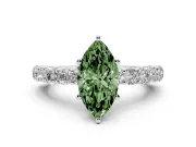 Marquise Shared Prong Engagement Ring Setting for a Fancy Green Lab-Grown Diamond | White Gold