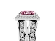 Asscher Cut Halo Engagement Ring Setting for a Fancy Pink Lab-Grown Diamond | Two-Row Pave Split Shank | Platinum