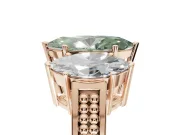 Marquise Three Stone Engagement Ring Setting for a Fancy Green Lab-Grown Diamond | Beaded Shoulders | Rose Gold
