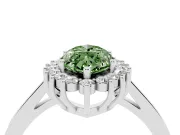 Fancy Green Marquise Cut Diamond Halo Ring Set in White gold with Round Halo and Smooth Solitaire Band