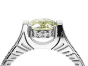 Oval Vintage Cathedral Engagement Ring Setting for a Fancy Yellow Lab-Grown Diamond | Carved Band | White Gold