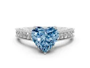 Heart-Shaped Hidden Halo Engagement Ring Setting for a Fancy Blue Lab-Grown Diamond | Milgrain Pave | Platinum