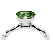 Fancy Green Heart Cut Diamond Solitaire Ring Set in White gold with Bamboo Band and Prong Setting
