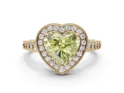 Heart-Shaped Graduated Milgrain Halo Engagement Ring Setting for a Fancy Yellow Lab-Grown Diamond | Yellow Gold