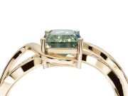 Emerald Cut Bypass Solitaire Engagement Ring Setting for a Fancy Green Lab-Grown Diamond | Pavé Strands | Yellow Gold