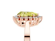 Fancy Yellow Pear Cut Diamond Halo Ring Set in Rose gold with Round Halo and Smooth Solitaire Band