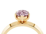 Fancy Pink Marquise Cut Diamond Solitaire Engagement Ring Set in Yellow gold with Flat Band and Prong Setting