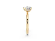 Heart Cut Diamond Solitaire Ring Set in Yellow gold with Thin Band and Prong Setting