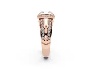 Asscher Cut Halo Engagement Ring Setting | Two-Row Pave Split Shank | Rose Gold