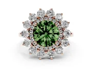 Round Floral Double Halo Engagement Ring Setting for a Fancy Green Lab-Grown Diamond | Plain Band | Rose Gold