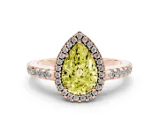 Pear-Shaped Pave Halo Engagement Ring Setting for a Fancy Yellow Lab-Grown Diamond | Rose Gold