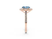 Oval Scalloped Halo Engagement Ring Setting for a Fancy Blue Lab-Grown Diamond | Single Row Pave | Rose Gold