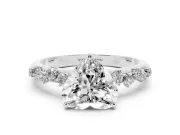 Heart Cut Diamond Cluster Solitaire Ring Set in White gold with Prong Setting