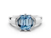Emerald Cut Pavé Collar Engagement Ring Setting for a Fancy Blue Lab-Grown Diamond | Sterling Silver