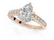 Pear-Shaped Pavé Solitaire Engagement Ring Setting | Crossover Gallery | Rose Gold