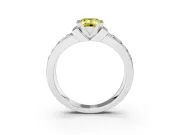 Emerald Cut Half Bezel Engagement Ring Setting for a Fancy Yellow Lab-Grown Diamond | Channel Band | White Gold
