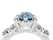 Marquise Floral Engagement Ring Setting for a Fancy Blue Lab-Grown Diamond | Petal Frame | Sterling Silver