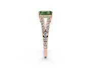 Emerald Cut Graduated Split Shank Engagement Ring Setting for a Fancy Green Lab-Grown Diamond | Rose Gold
