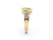 Fancy Green Pear Cut Diamond Bezel Bypass Ring Set in Yellow gold with Round Accents