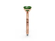 Fancy Green Radiant Cut Diamond Solitaire Milgrain Engraved Band Set in Rose gold with Prong Setting