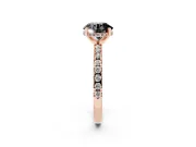 Round Hidden Halo Engagement Ring Setting | Pave Band | Rose Gold