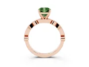 Fancy Green Cushion Cut Diamond Solitaire Engagement Ring Set in Rose gold with Milgrain Bezel Accent Band